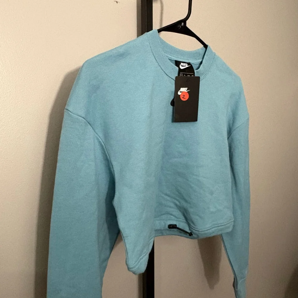Women's Nike Blue‎ Cropped Sweatshirt XS with Black Swoosh